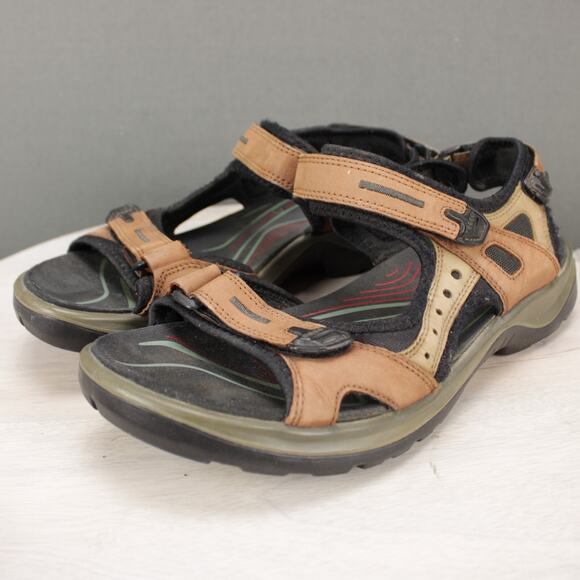 Ecco Offroad Hiking Sandals Mens 39 US 6 Brown Tan Leather Adjustable - Picture 4 of 9